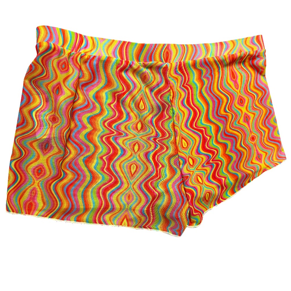 Kendall + Kylie Multi Swirl Bikini Cover Up Mesh Shorts Size Large